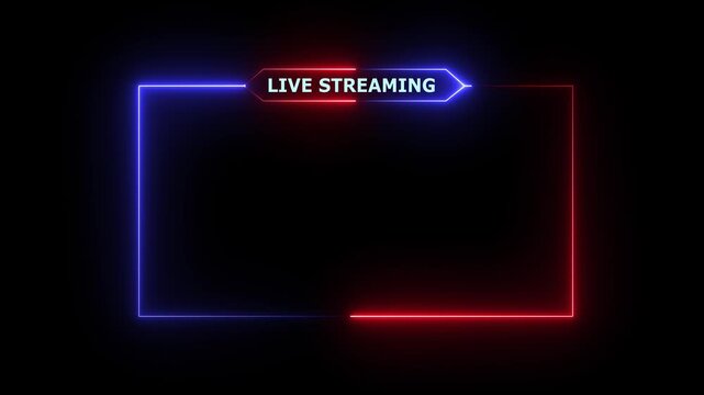 live streaming neon text frame animation box frame neon frame live streaming game live Stream overlay animation for live streaming video Titles 4k