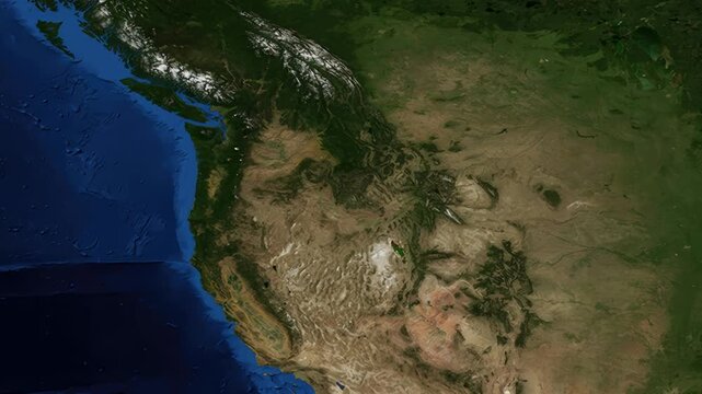 Satellite Map Zoom Animation From World View To Olympia Washington USA