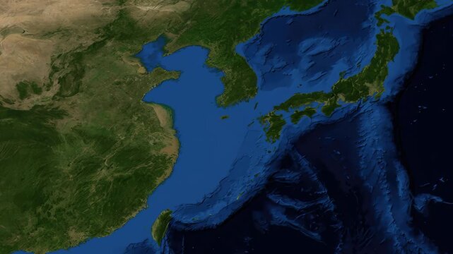 Satellite Map Zoom Animation From World View To Kobe Japan