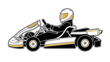 Go Kart Racer Driving Fast in Competition, Vector Illustration © Roni