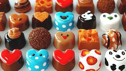 並べられたカラフルなミニチョコレートたち