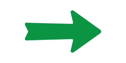 A large, solid, bright green arrow pointing toward the right is used as an important visual indicator, isolated on a clean transparent background.