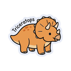 Fototapeta premium Cute triceratops Cartoon Dinosaur Illustration
