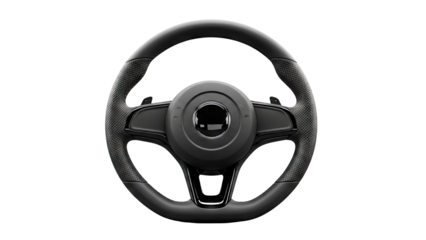 Modern Car Steering Wheel with Carbon Fiber Accents