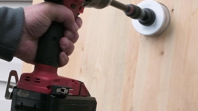 Drilling a hole for installing the electrical outlet box