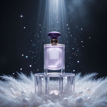a Pure Beatrice perfume bottle as the centerpiece, captured with cinematic lighting and premium aesthetic