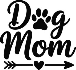 Obraz premium Black Dog Paw Print and Arrow with Dog Mom Text