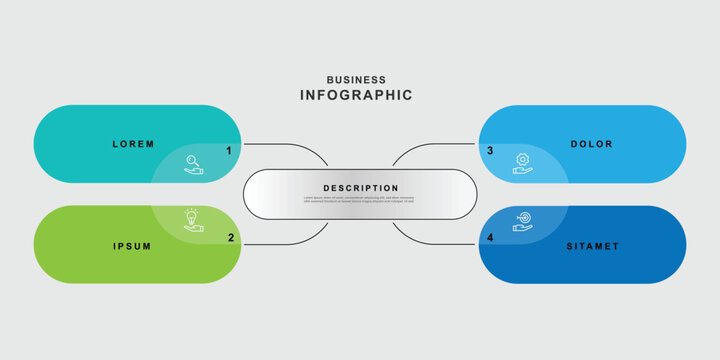 4 step business infographic template vector. Information graphic diagram concept with 4 option.