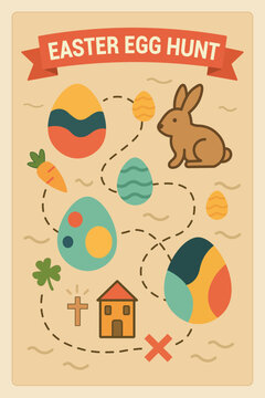 Easter Egg Hunt Map Illustration