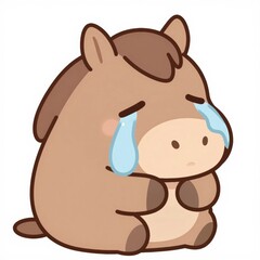 Emotional equine expression a sad horse illustration in a cartoon style