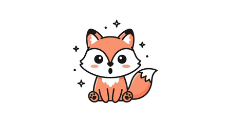 Fototapeta premium Cartoon fox character on white background