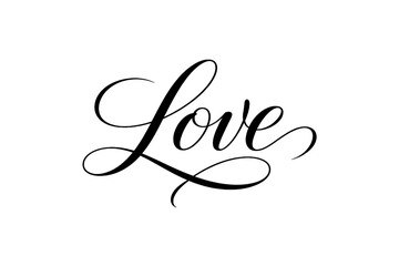 Script word love silhouette text calligraphy