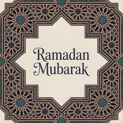 a traditional islamic art design featuring Ramadan Mubarak
