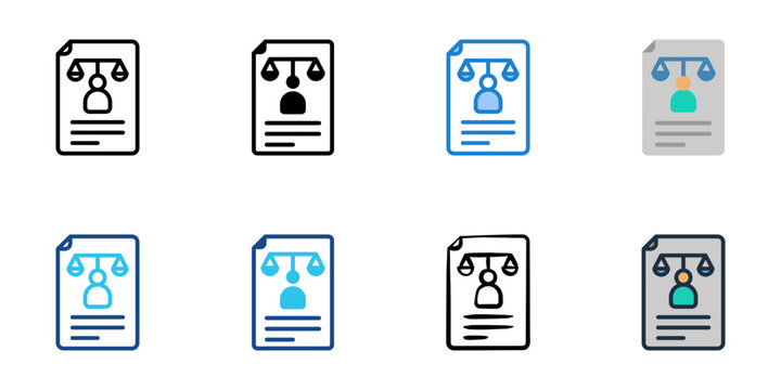 Affidavit icons set multiple style collection. Editable stroke 
