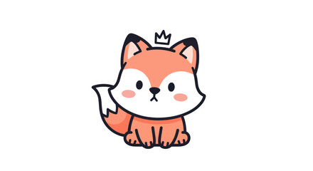 Obraz premium Cartoon fox character with crown