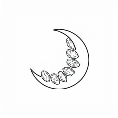 Obraz premium Hand Drawn Crescent Moon with Stars Line Art Minimalist Night Sky Illustration