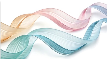 Obraz premium Flowing pastel organza ribbons on white background