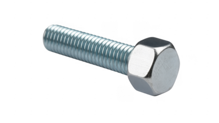 Silver Bolt metal hardware fastener isolated on a transparent background