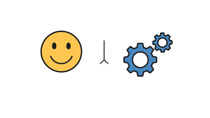 Visual concept illustrating the relationship between positive user usage and the resulting overall user experience symbolized by interconnected mechanisms and happy faces.