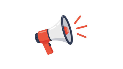 Stylized illustration of a red and white portable megaphone broadcasting an important announcement or message loudly across a minimal light background