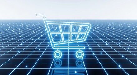 Digital shopping cart on grid