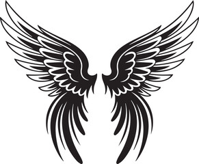 Obraz premium Black and white illustration of a pair of wings