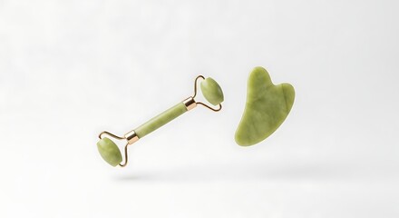 Jade Facial Roller and Gua Sha Stone for Skincare and Beauty Rituals.