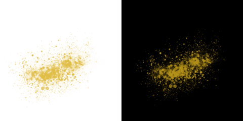 Abstract golden dust clouds against a stark black background a visual texture