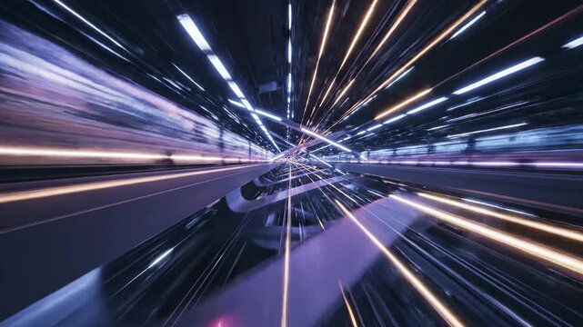 Abstract digital tunnel speed light trails motion blur background