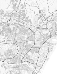 Sendai City Map. Minimalist black and  white line art poster for printing, wallpaper, wall art, and...