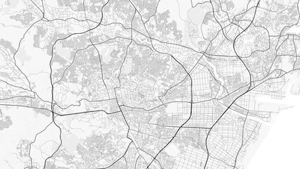Obraz premium Sendai City Map. Minimalist black and white line art poster for printing, wallpaper, wall art, and map resources for home and office decor