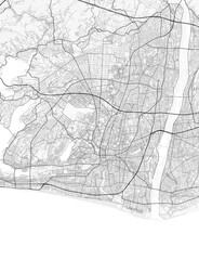 Fototapeta premium Hamamatsu City Map. Minimalist black and white line art poster for printing, wallpaper, wall art, and map resources for home and office decor