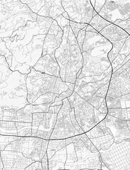 Obraz premium Kumamoto City Map. Minimalist black and white line art poster for printing, wallpaper, wall art, and map resources for home and office decor