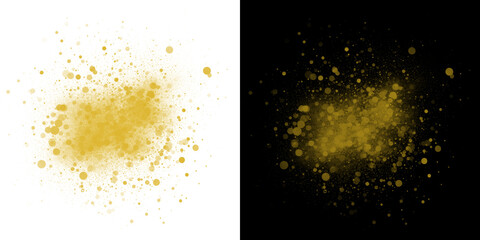 Golden dust explosion a vibrant splash of particles against a black background