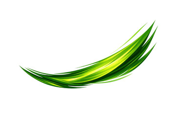 Green dynamic abstract swoosh creating a flowing wave swirl, glossy light trail concept with transparent background