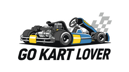Go Kart Racer Speeding with Checkered Flag Graphic © Yunan