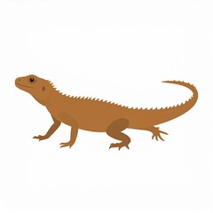 Obraz premium 3D Rendered Orange Dinosaur Lizard Walking Isolated on White Background Minimalist Wildlife Concept
