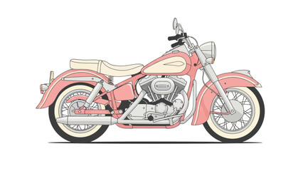 Obraz premium Retro Pink Cruiser Motorcycle Vector Illustration