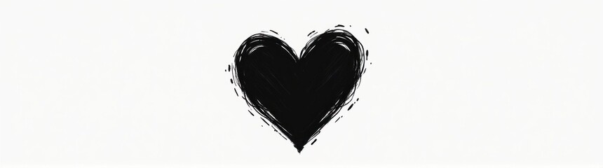 Black heart drawn on a white background love background