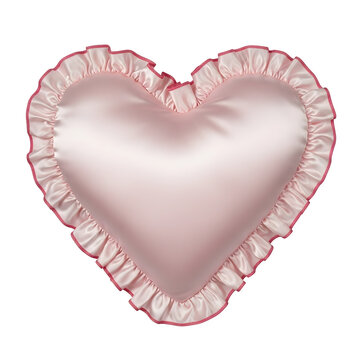Pink heart shaped pillow isolated on transparent background