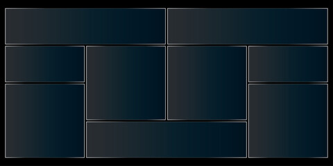 Futuristic transparent glass Bento Grid frames for website landing page. Digital banners UI templates design
