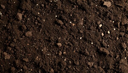 Dark Brown Soil Texture with Pebbles and Gravel.