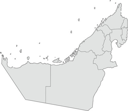 United Arab Emirates Map Outline Isolated on White