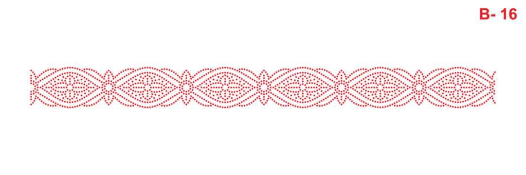 Rhinestone hotfix seamless floral and paisley motifs pattern design for laser cutting, 2.2 mm hole size 6 ss.