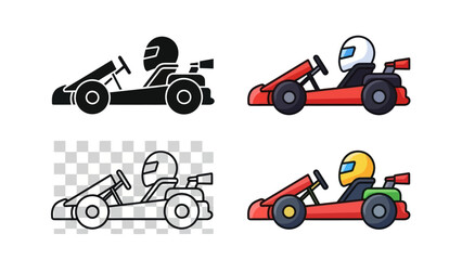 Go Kart Racing Icons Set - Vector Illustration © afgan