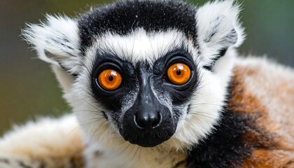 Fototapeta premium Ring-tailed Lemurs Intense Gaze - A Close-Up Portrait.