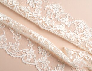 Delicate White Lace Fabric Texture Background.