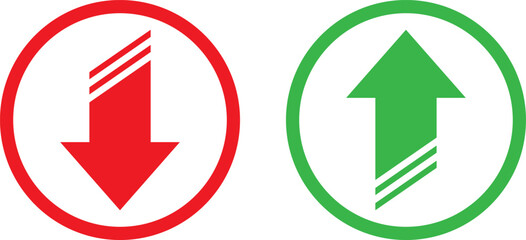 Directional arrows with red down and green up © G