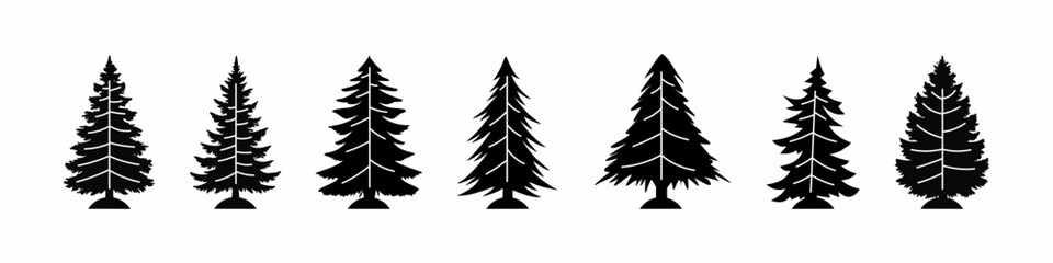 Obraz premium Pine tree icon vector collection. Set of pine tree icon vector designs. Stock vector.