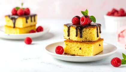 Delicious Chocolate Cake with Fresh Raspberries.